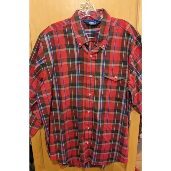 Vintage Woolrich Shirt Mens XL‎ Red Plaid Long Sleeve Button Up - Picture 1 of 3